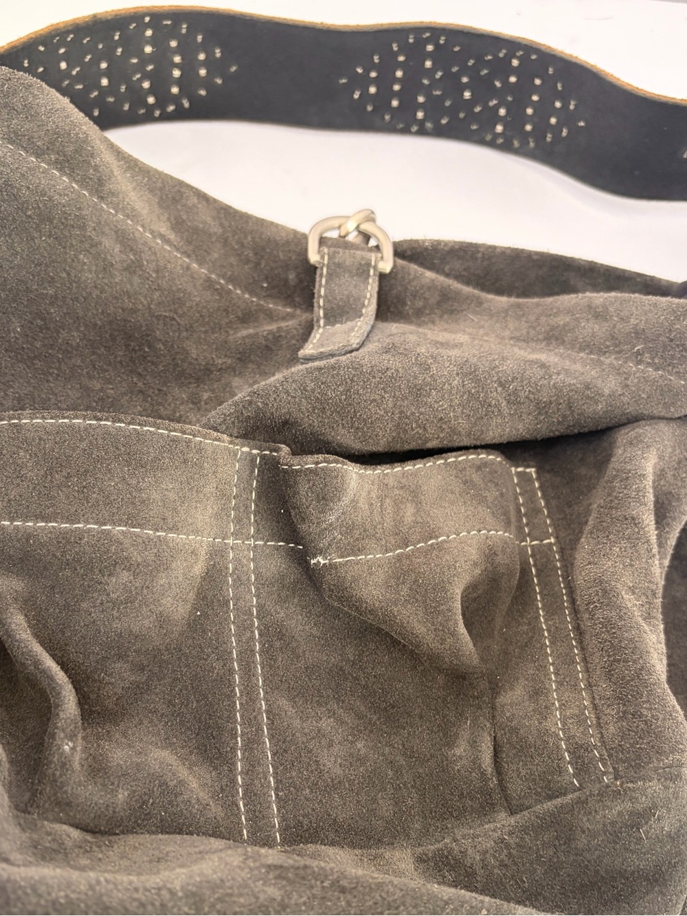Tylie Malibu Grey Suede Hobo with Studded Strap - Picture 8 of 15